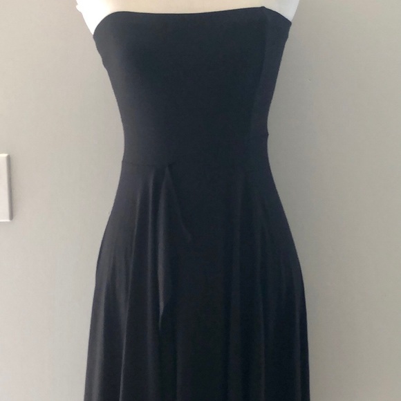 Ann Taylor Black Strapless Vertical Front Ruffle Dress size XS - Picture 3 of 12
